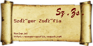 Száger Zsófia névjegykártya