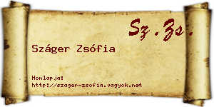 Száger Zsófia névjegykártya